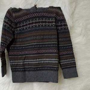 GAP Men's Gray and Brown Patterned Crewneck Sweater